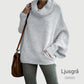 Elegant Oversize Tröja för Dam – Mjuk Batwing Stickad Topp med Draperad Krage & Fickor