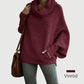 Elegant Oversize Tröja för Dam – Mjuk Batwing Stickad Topp med Draperad Krage & Fickor