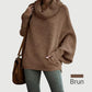 Elegant Oversize Tröja för Dam – Mjuk Batwing Stickad Topp med Draperad Krage & Fickor