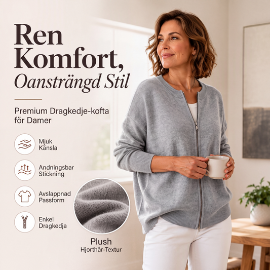 Stickad Jacka Dam med Dragkedja – Mjuk och Bekväm Vardagskofta