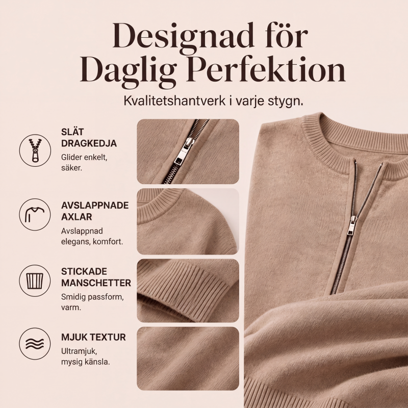 Stickad Jacka Dam med Dragkedja – Mjuk och Bekväm Vardagskofta