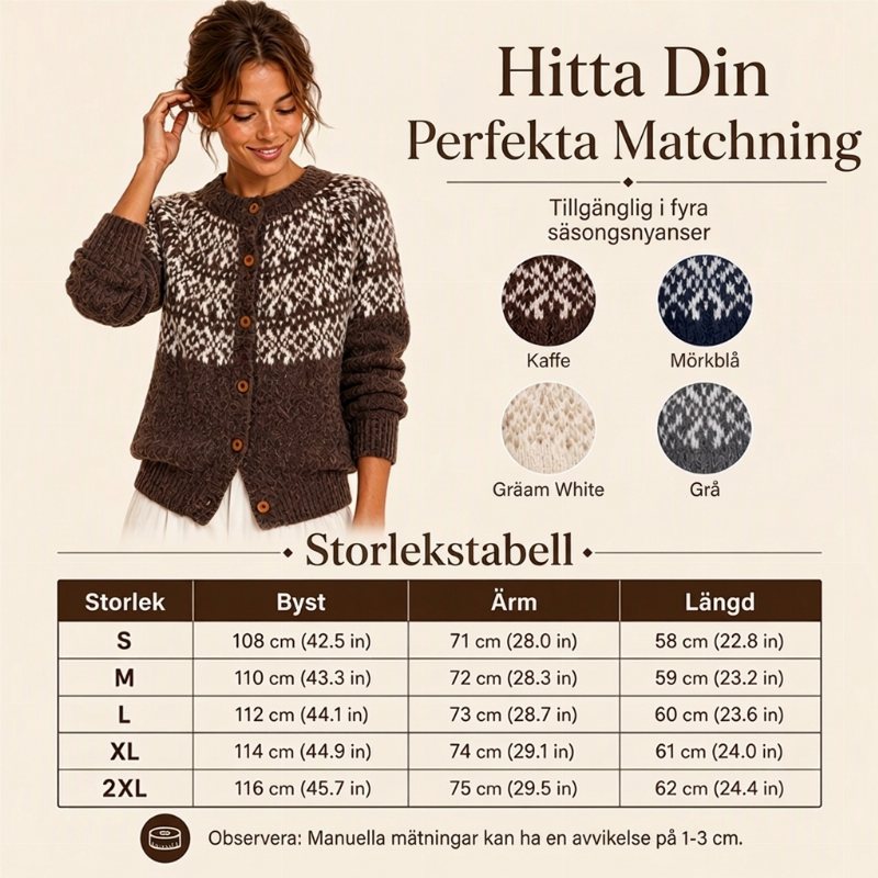 Vintage Jacquard Kofta Dam – Fair Isle Stickad Cardigan med Vintage Mönster
