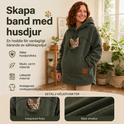 Hoodie med Känguruficka för Katt & Små Husdjur – Mjuk Fleecehoodie Unisex