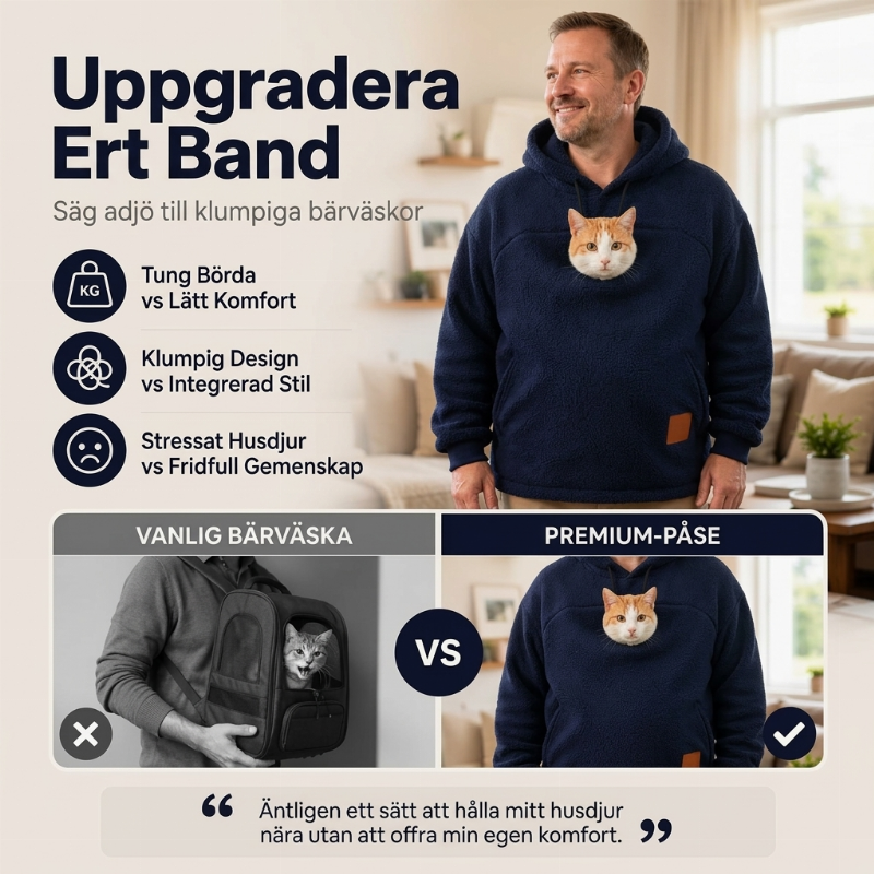 Hoodie med Känguruficka för Katt & Små Husdjur – Mjuk Fleecehoodie Unisex