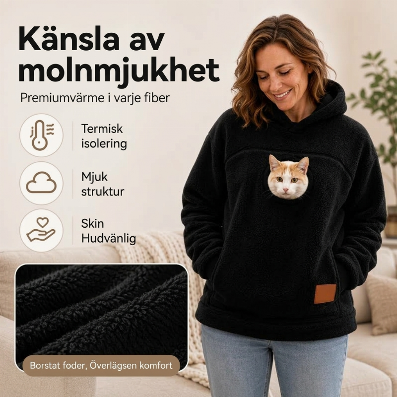 Hoodie med Känguruficka för Katt & Små Husdjur – Mjuk Fleecehoodie Unisex