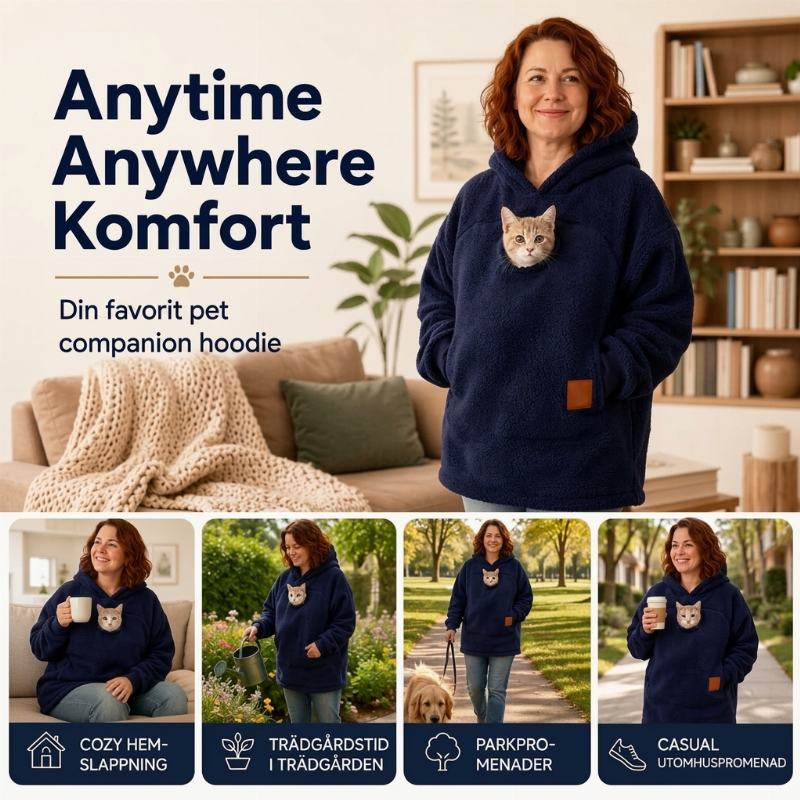 Hoodie med Känguruficka för Katt & Små Husdjur – Mjuk Fleecehoodie Unisex