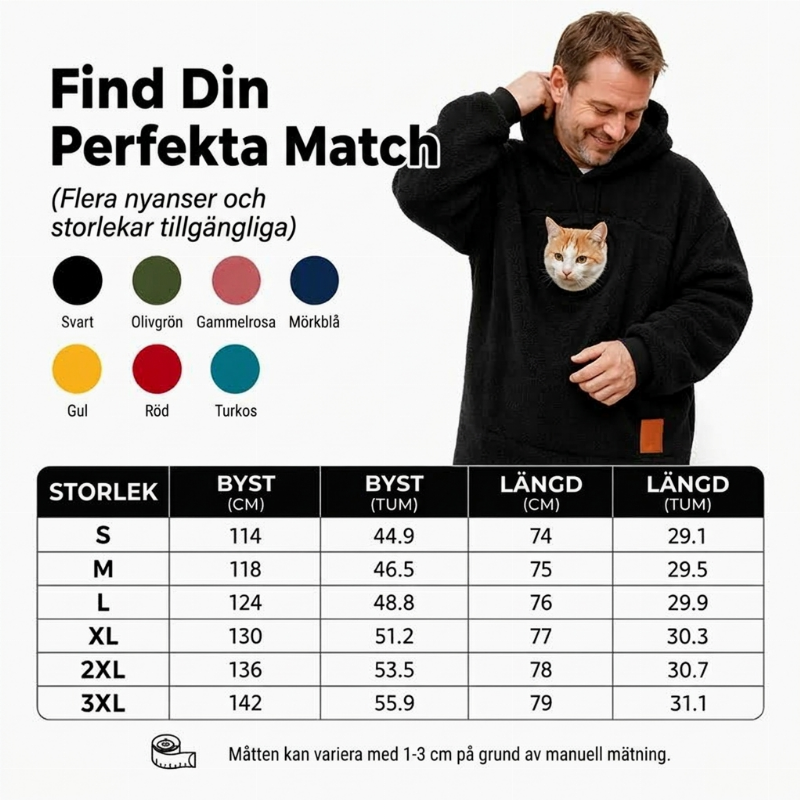 Hoodie med Känguruficka för Katt & Små Husdjur – Mjuk Fleecehoodie Unisex