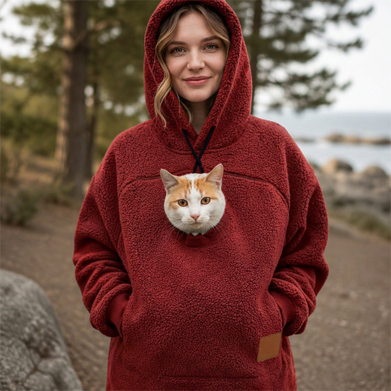 Hoodie med Känguruficka för Katt & Små Husdjur – Mjuk Fleecehoodie Unisex