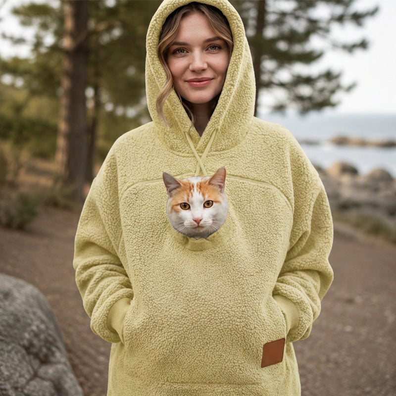 Hoodie med Känguruficka för Katt & Små Husdjur – Mjuk Fleecehoodie Unisex