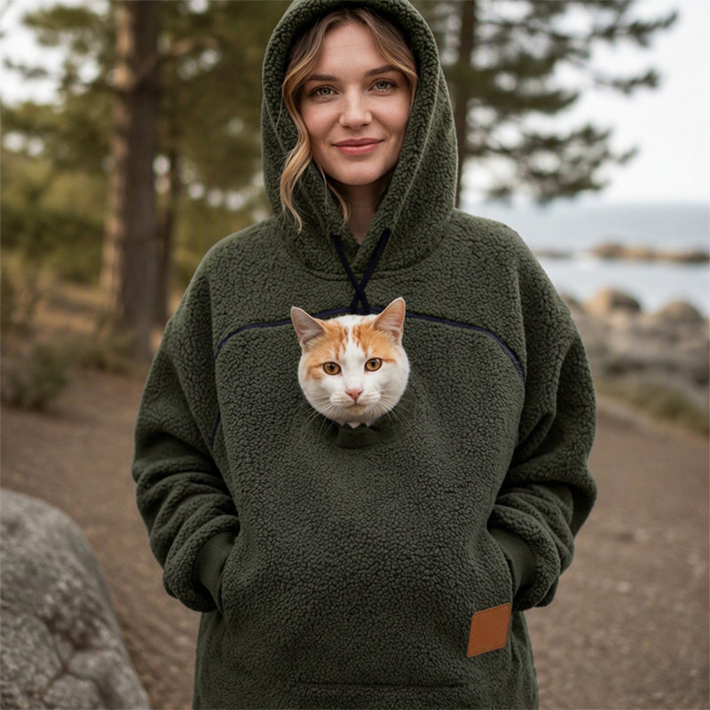 Hoodie med Känguruficka för Katt & Små Husdjur – Mjuk Fleecehoodie Unisex