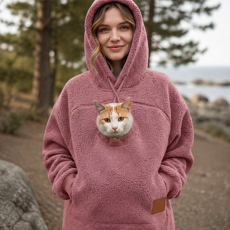 Hoodie med Känguruficka för Katt & Små Husdjur – Mjuk Fleecehoodie Unisex