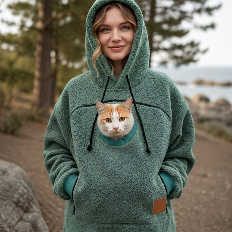 Hoodie med Känguruficka för Katt & Små Husdjur – Mjuk Fleecehoodie Unisex