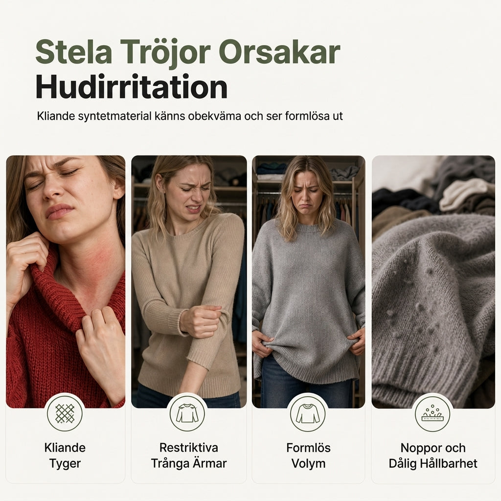 Stickad Tröja Dam med Ballongärmar – Mjuk & Avslappnad Pullover