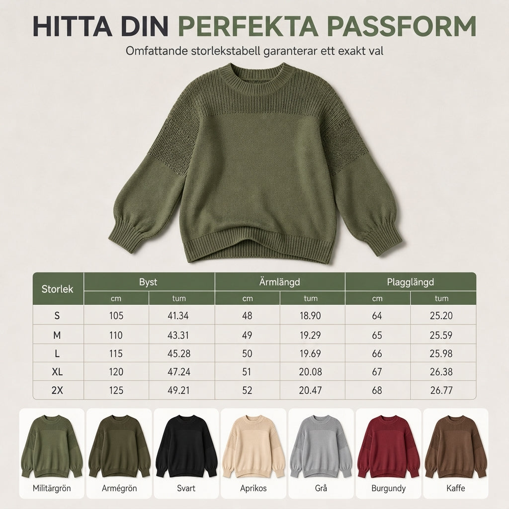 Stickad Tröja Dam med Ballongärmar – Mjuk & Avslappnad Pullover