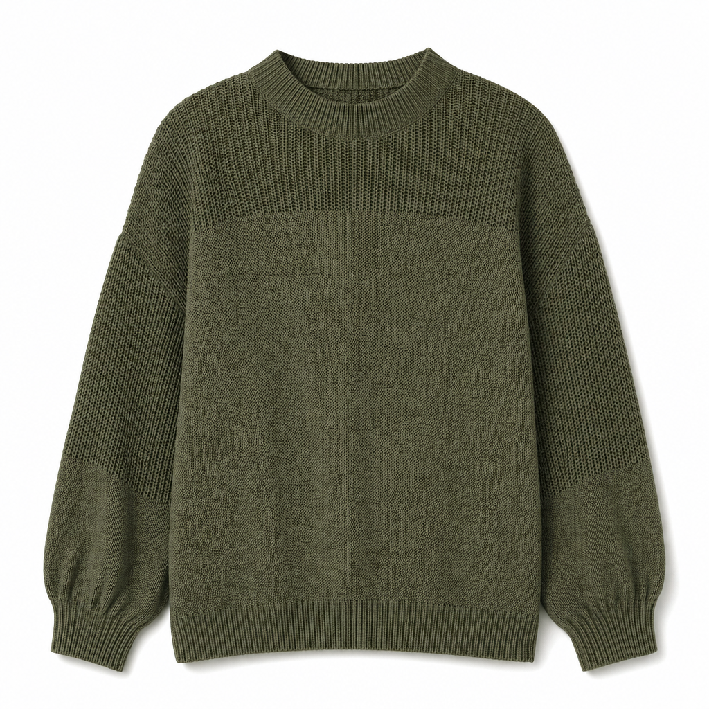 Stickad Tröja Dam med Ballongärmar – Mjuk & Avslappnad Pullover