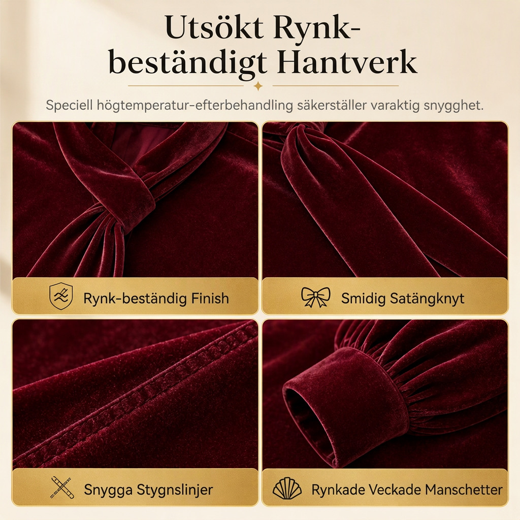 Sammetsblus Dam med Knytkrage – Elegant Långärmad Blus