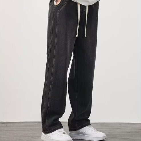 Baggy Jeans Herr – Vida Raka Jeans med Dragsko i Midjan