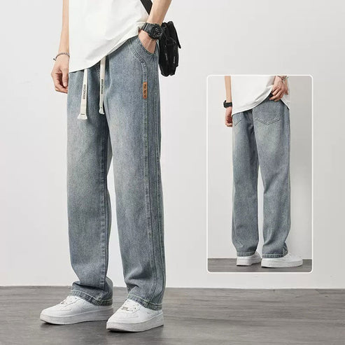 Baggy Jeans Herr – Vida Raka Jeans med Dragsko i Midjan