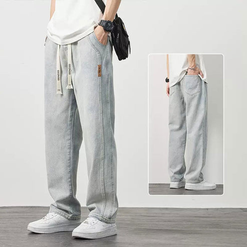 Baggy Jeans Herr – Vida Raka Jeans med Dragsko i Midjan