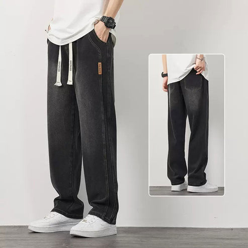 Baggy Jeans Herr – Vida Raka Jeans med Dragsko i Midjan