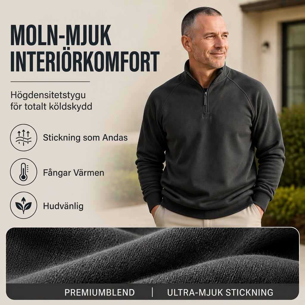 Herrtröja med Kvartsdragkedja & Ståkrage – Mjuk och Bekväm