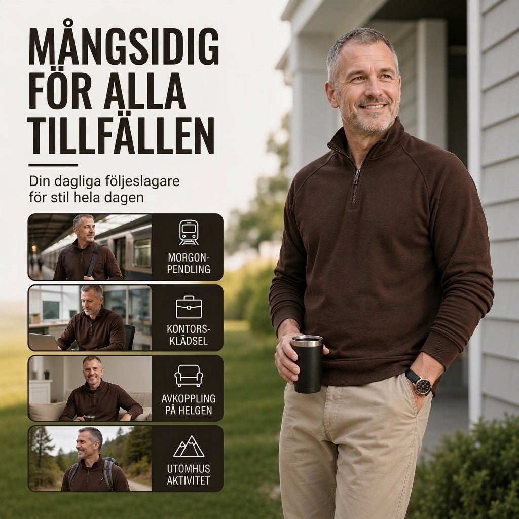 Herrtröja med Kvartsdragkedja & Ståkrage – Mjuk och Bekväm
