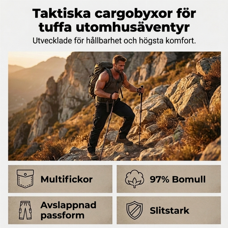 Cargobyxor Herr i Bomull – Slitstark Modell med Flera Fickor