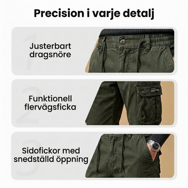 Cargobyxor Herr i Bomull – Slitstark Modell med Flera Fickor