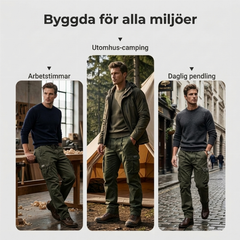 Cargobyxor Herr i Bomull – Slitstark Modell med Flera Fickor