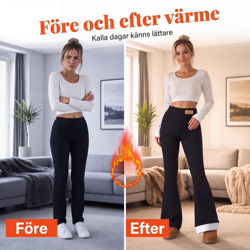 💰 Halva priset! 👖Varmfodrade Utställda Leggings Dam – Hög Midja, Smickrande Passform & Vinterkomfort
