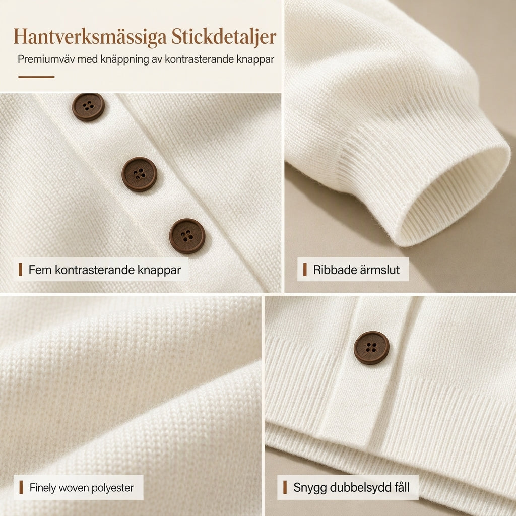 💰 Halva priset! |Stickad Kofta Dam med Krage – Mjuk Cardigan med Kontrastknappar