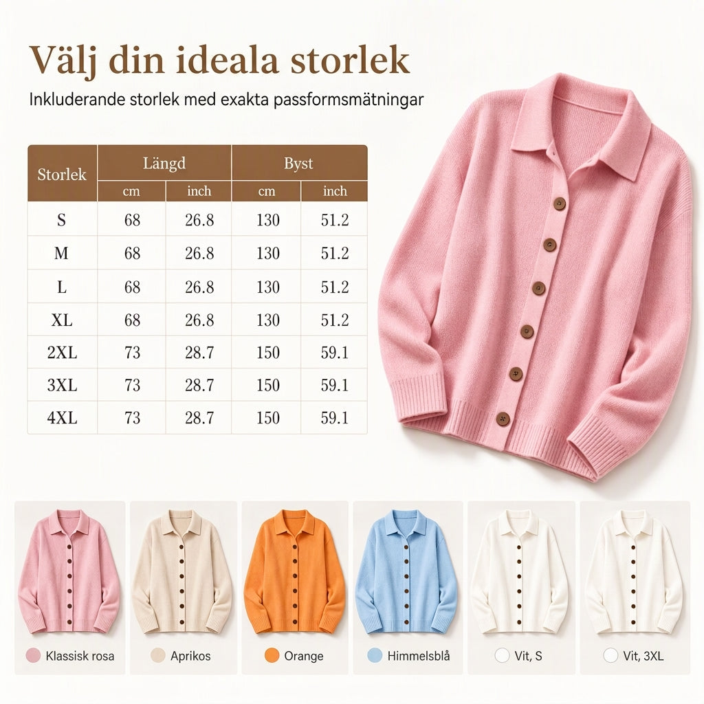 💰 Halva priset! |Stickad Kofta Dam med Krage – Mjuk Cardigan med Kontrastknappar