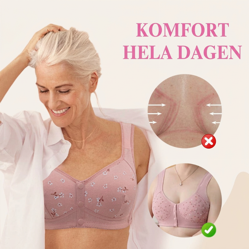 👙Framknäppt BH utan Bygel – Mjuk Bomulls-BH för Dam
