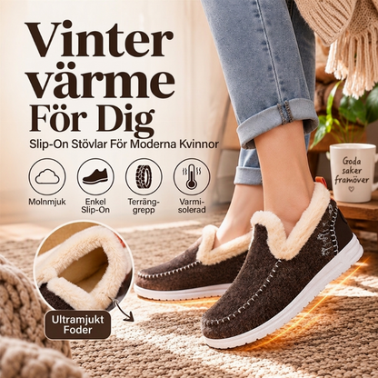 Fodrade Vinterskor Dam – Varma Slip-on Skor med Mjukt Foder