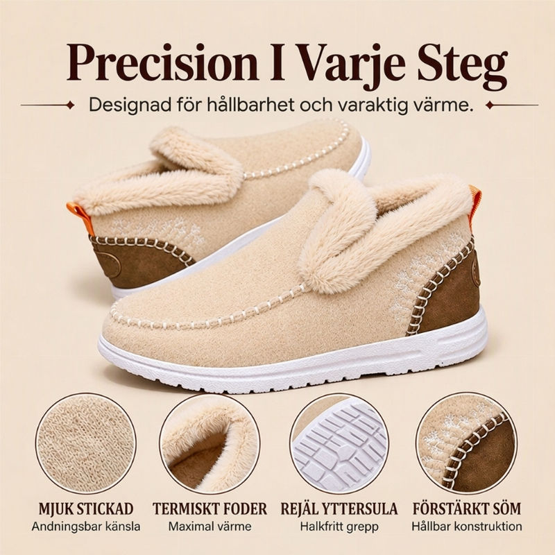 Fodrade Vinterskor Dam – Varma Slip-on Skor med Mjukt Foder
