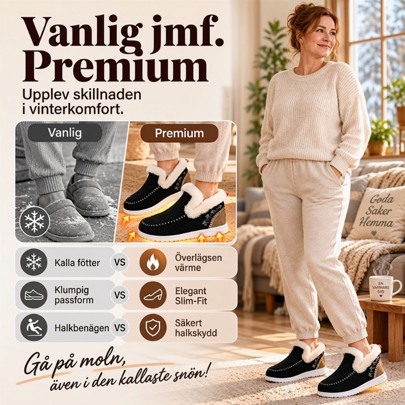 Fodrade Vinterskor Dam – Varma Slip-on Skor med Mjukt Foder
