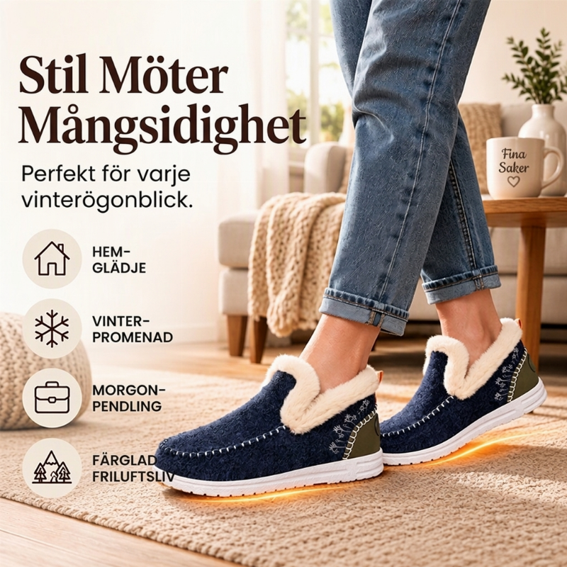 Fodrade Vinterskor Dam – Varma Slip-on Skor med Mjukt Foder