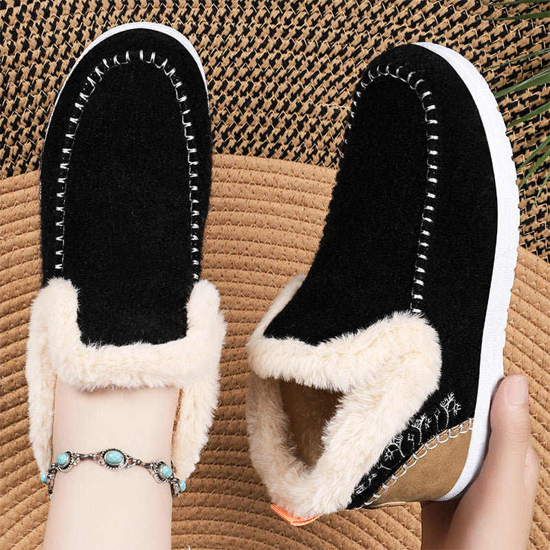 Fodrade Vinterskor Dam – Varma Slip-on Skor med Mjukt Foder