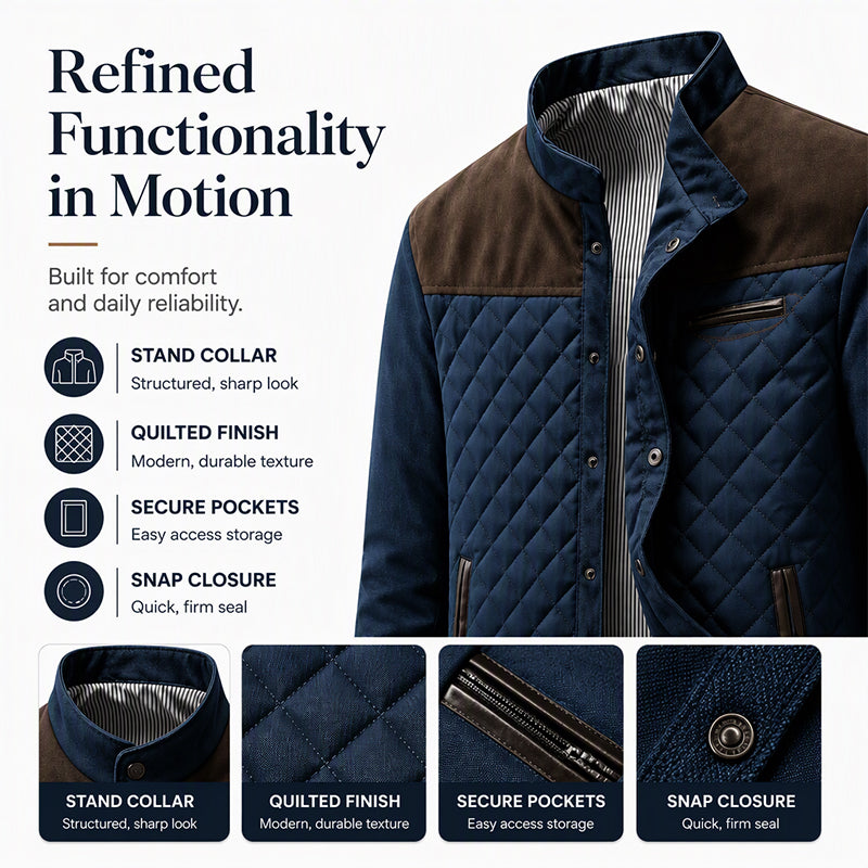 🍂🏡 Men's Casual Stand Collar Warm Quilted Jacket | Cozy Warmth & Easy Everyday Style ✨