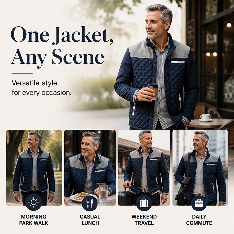 🍂🏡 Varmt quiltat jack i casualmodell för män med ståndkrage | Skön värme och enkel vardagsstil ✨