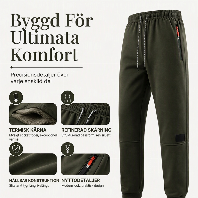 Varma Fodrade Vinterbyxor Unisex – Med Dragsko & Dragkedjefickor
