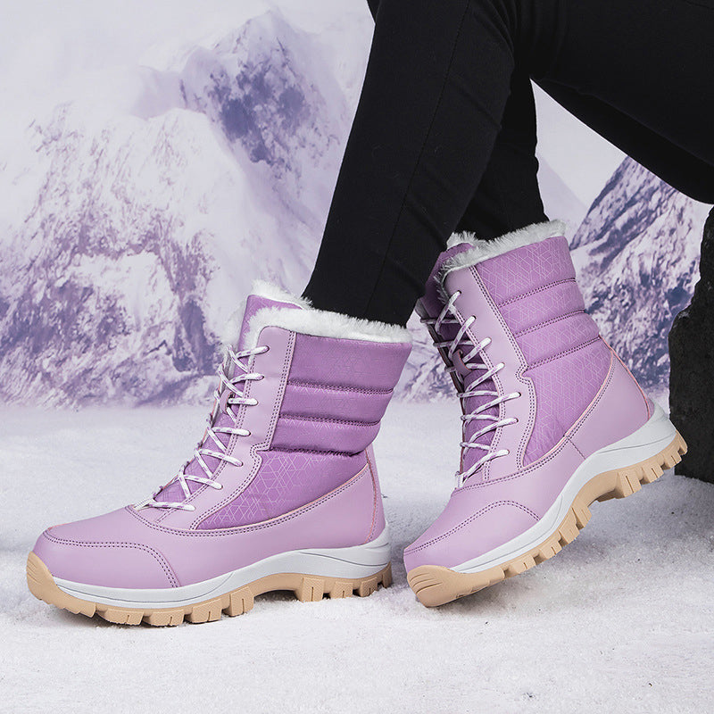 👢 Varmfodrade snökängor för dam – mellanhöga med snörning och greppvänlig sula❄️