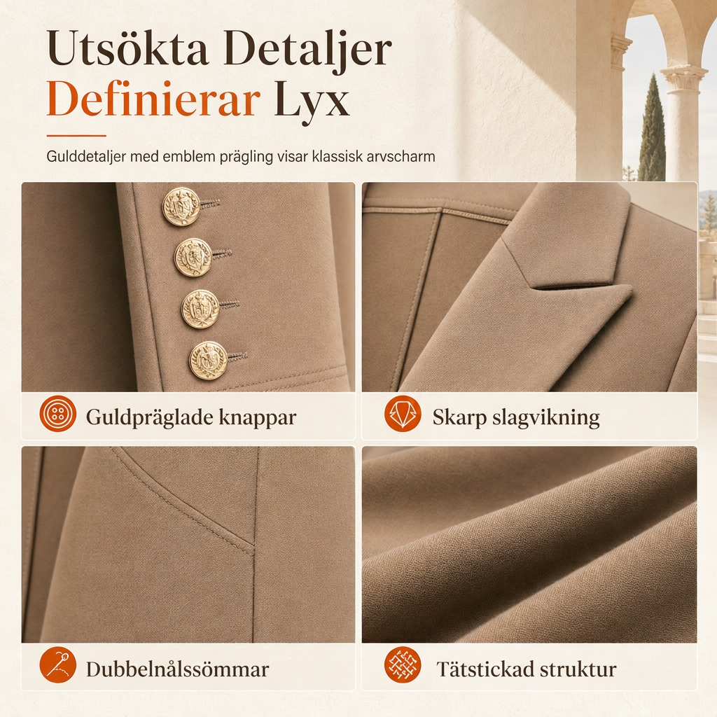 🍂Stickat set för dam med dubbelknäppt kappa och raka byxor✨