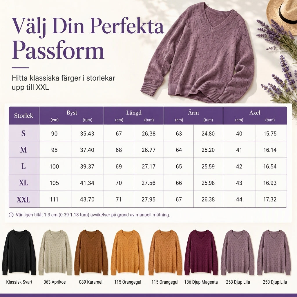 🧶 Elegant V-ringad pointelle-stickad tröja för dam – mjuk, andas, smickrande, perfekt för höst och vinter, nu till halva priset! ✨