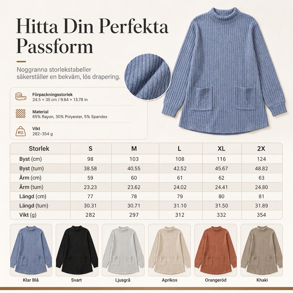 ✨ Ny kollektion 🤍Mysig Ribbstickad Tunika för Damer – Lös Passform, Mjuk Komfort och Elegant Lager-På-Lager Stil