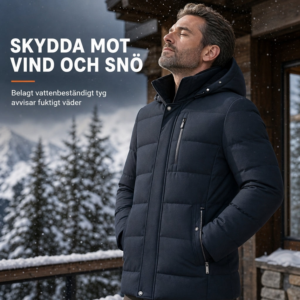 🧥 Herr Vinterjacka i Mellanlängd – Vadderad, Vindtät & Värmande Jacka för Vardag och Affär