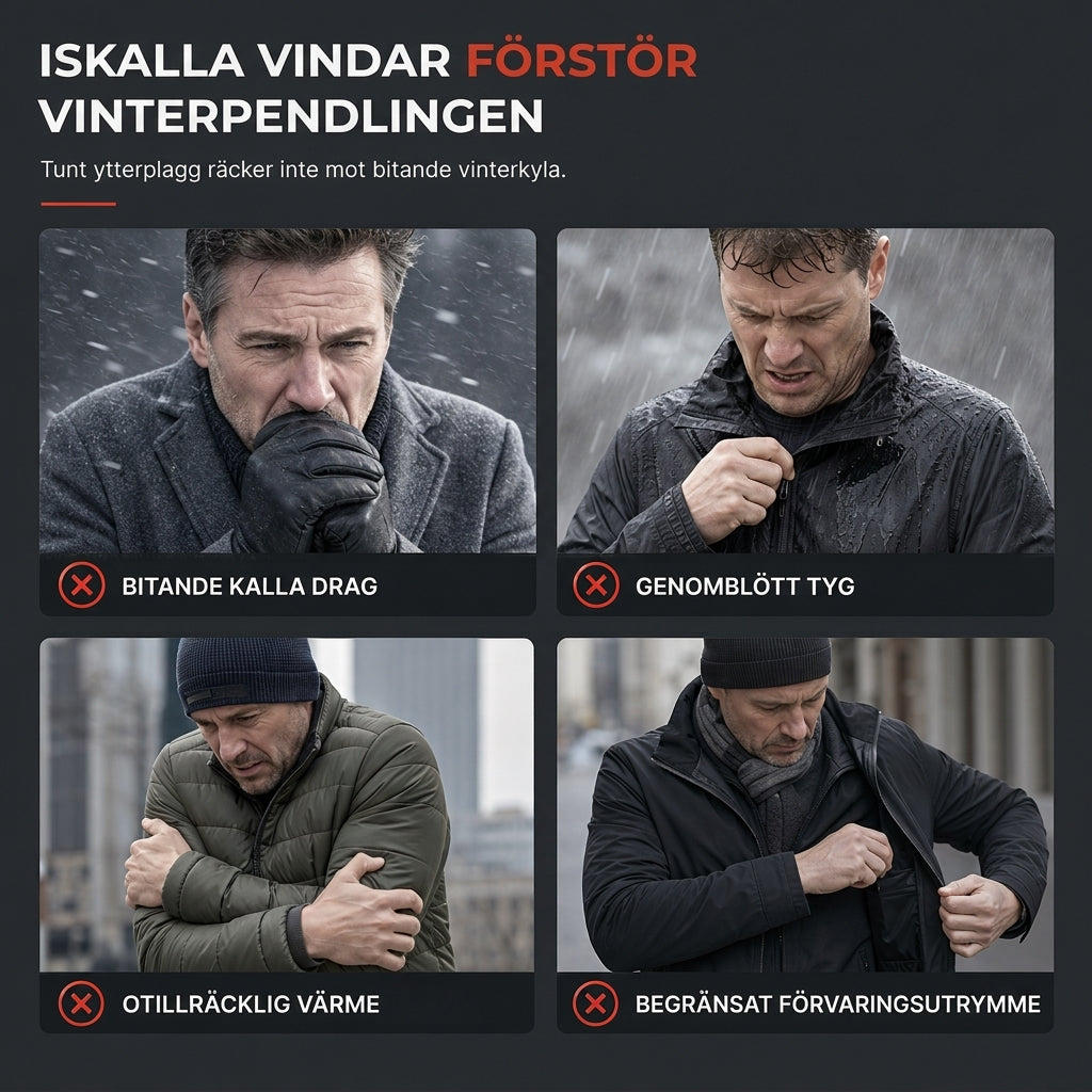 🧥 Herr Vinterjacka i Mellanlängd – Vadderad, Vindtät & Värmande Jacka för Vardag och Affär