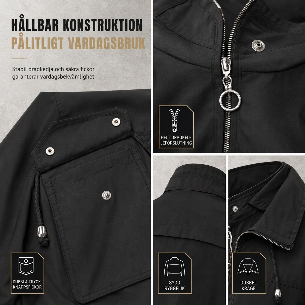 🧥 Lättviktig kort funktionsjacka för kvinnor med dragkedja, oversize-passform och justerbar fåll