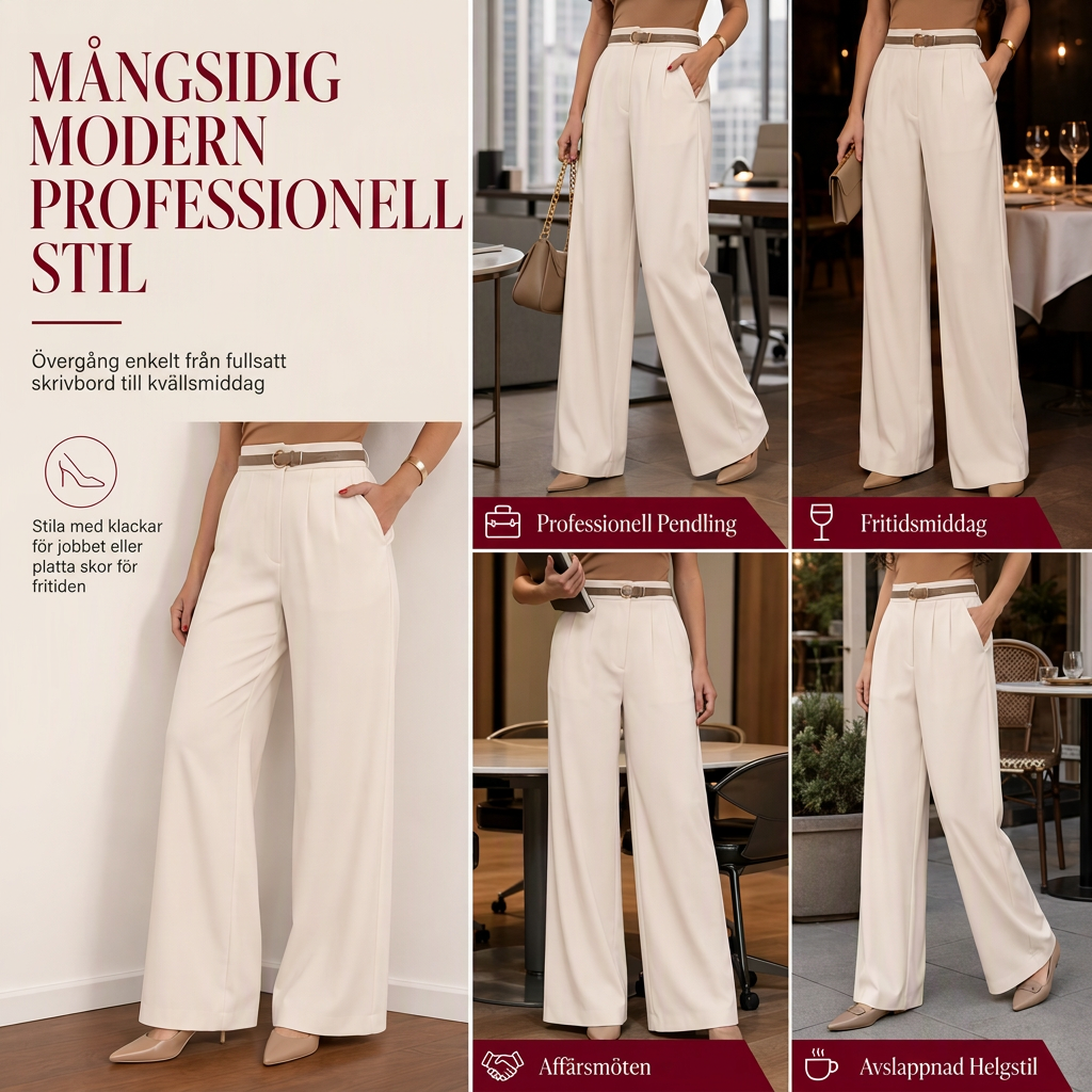 👖 Casual bredbyxor av kostymmaterial for kvinnor, langbyxor for host och vinter