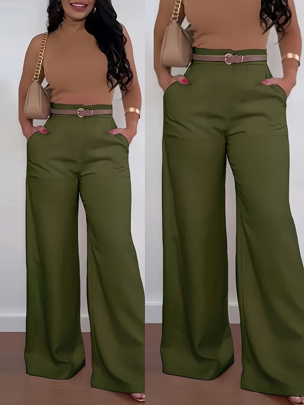 👖 Casual bredbyxor av kostymmaterial for kvinnor, langbyxor for host och vinter